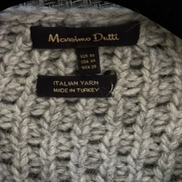 MASSIMO DUTTI Wool/Alpaca Waffle Knit Oversize Zip Cardigan Coatigan XS Gray - Picture 3 of 5